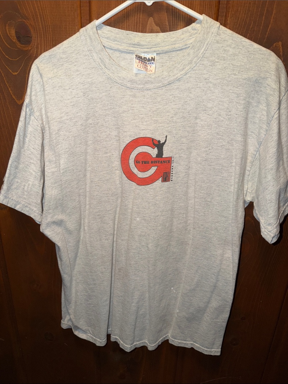 Gildan Light Gray Tee with Red 'Go the Distance' Logo
